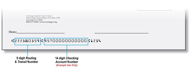 Check image showing the routing and account number locations